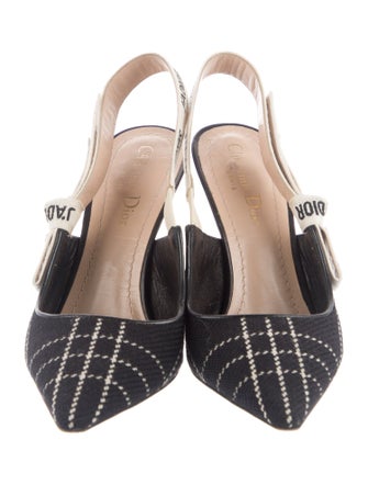 Christian Dior Printed Bow Accents Slingback Pumps