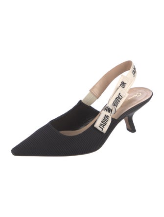 Christian Dior Canvas Graphic Print Slingback Pumps