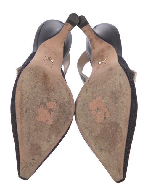 Christian Dior Canvas Graphic Print Slingback Pumps