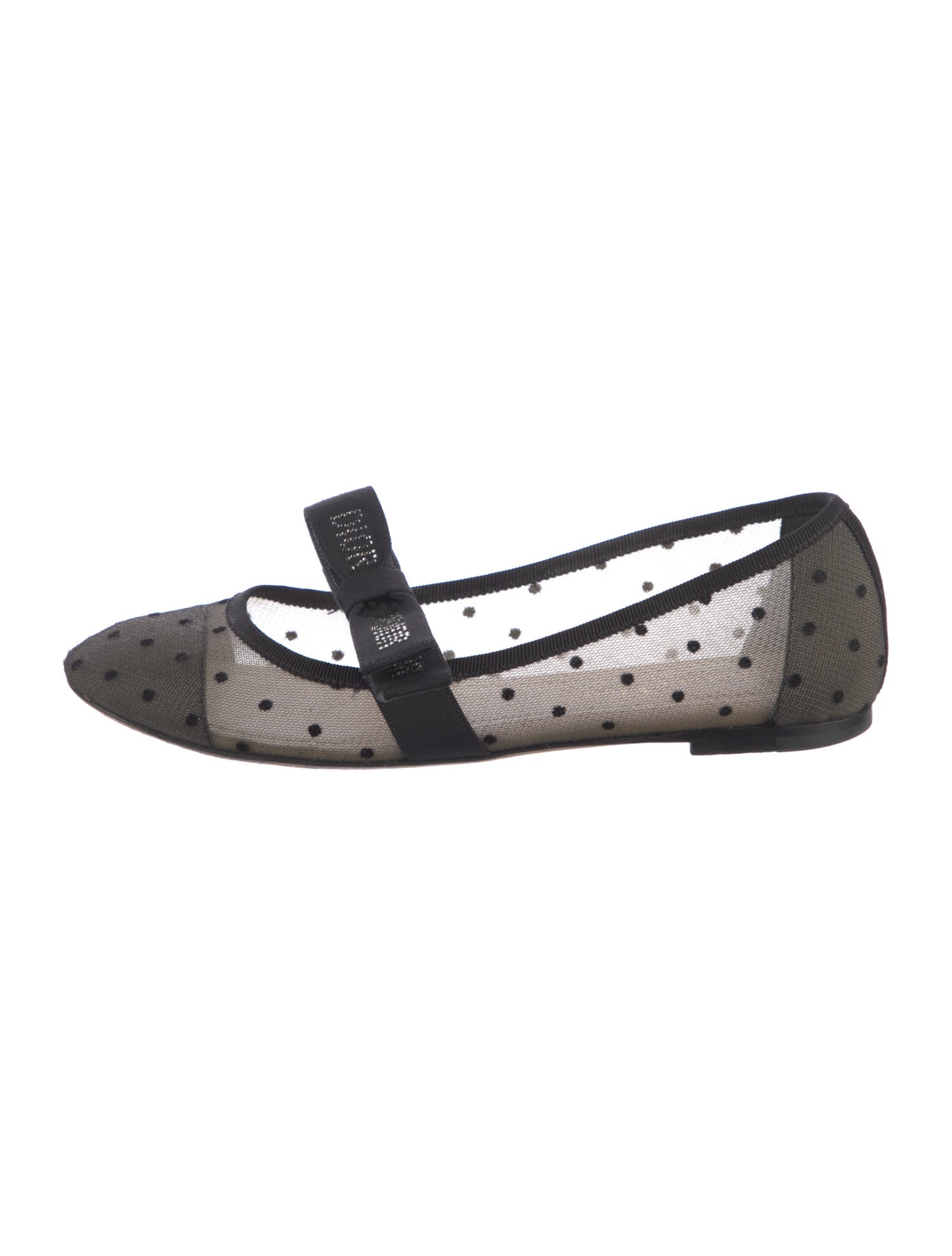 Christian Dior Mesh Bow Accents Mary Jane Flats