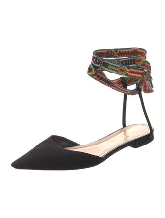 Christian Dior Canvas Tassel Accents Mules