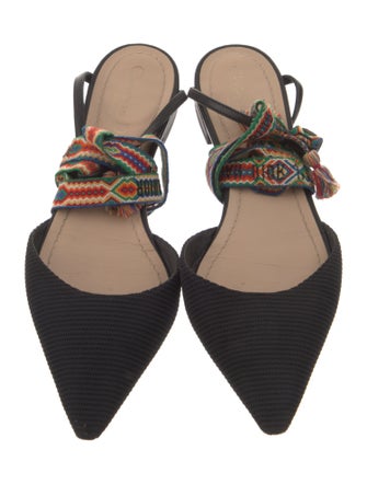 Christian Dior Canvas Tassel Accents Mules