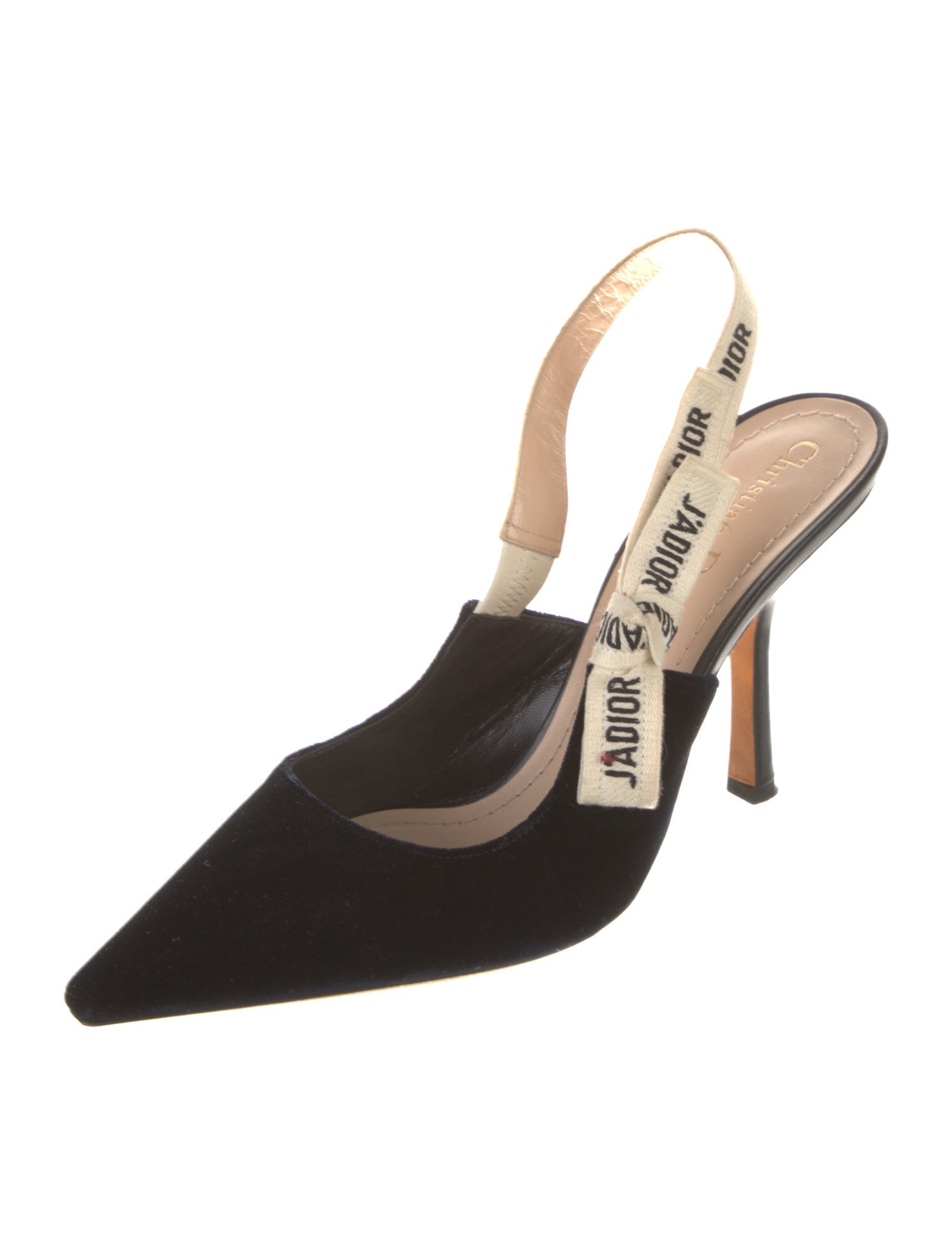 Christian Dior Velvet Graphic Print Slingback Pumps