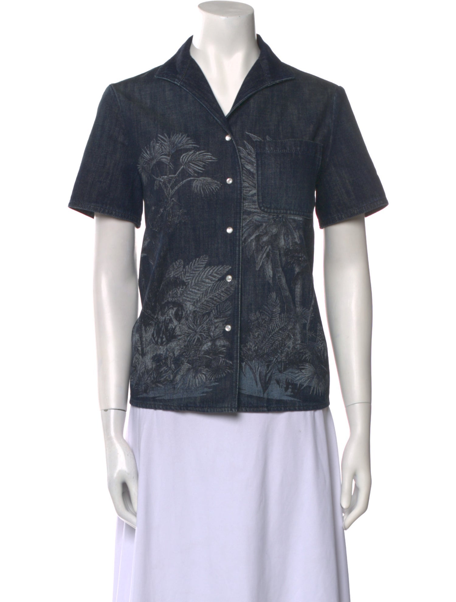 Christian Dior Printed Short Sleeve Button-Up Top
