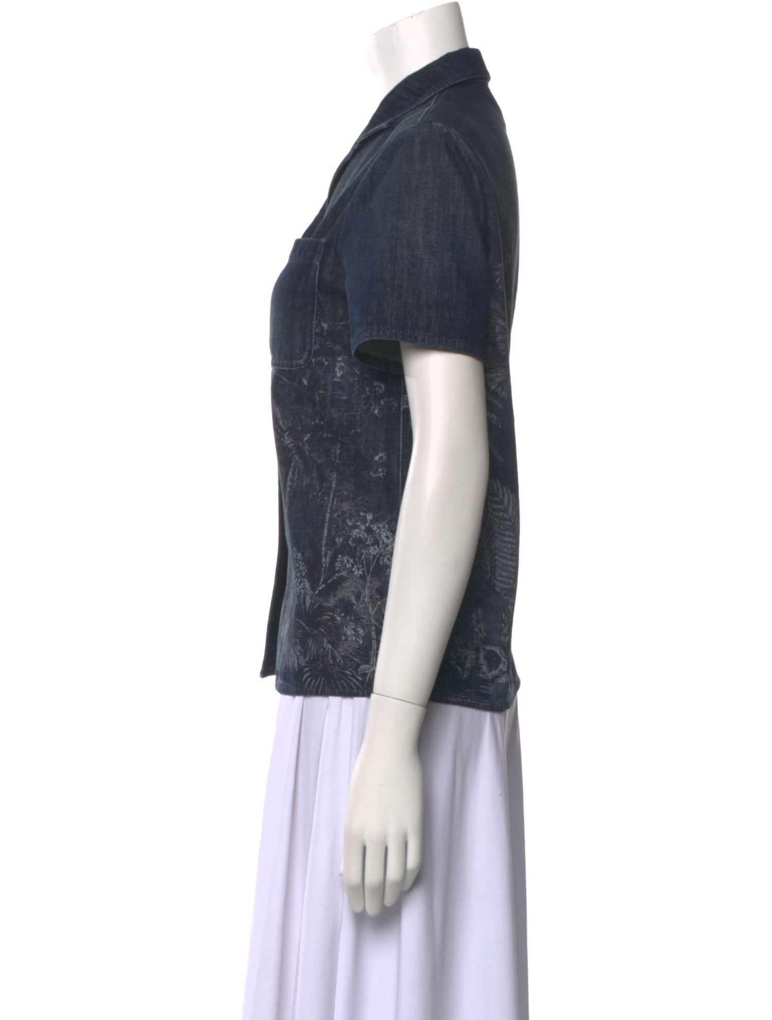 Christian Dior Printed Short Sleeve Button-Up Top