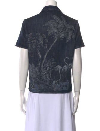 Christian Dior Printed Short Sleeve Button-Up Top