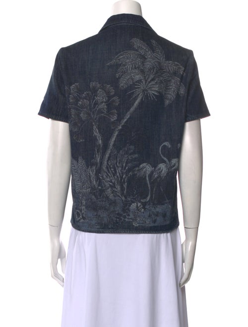 Christian Dior Printed Short Sleeve Button-Up Top