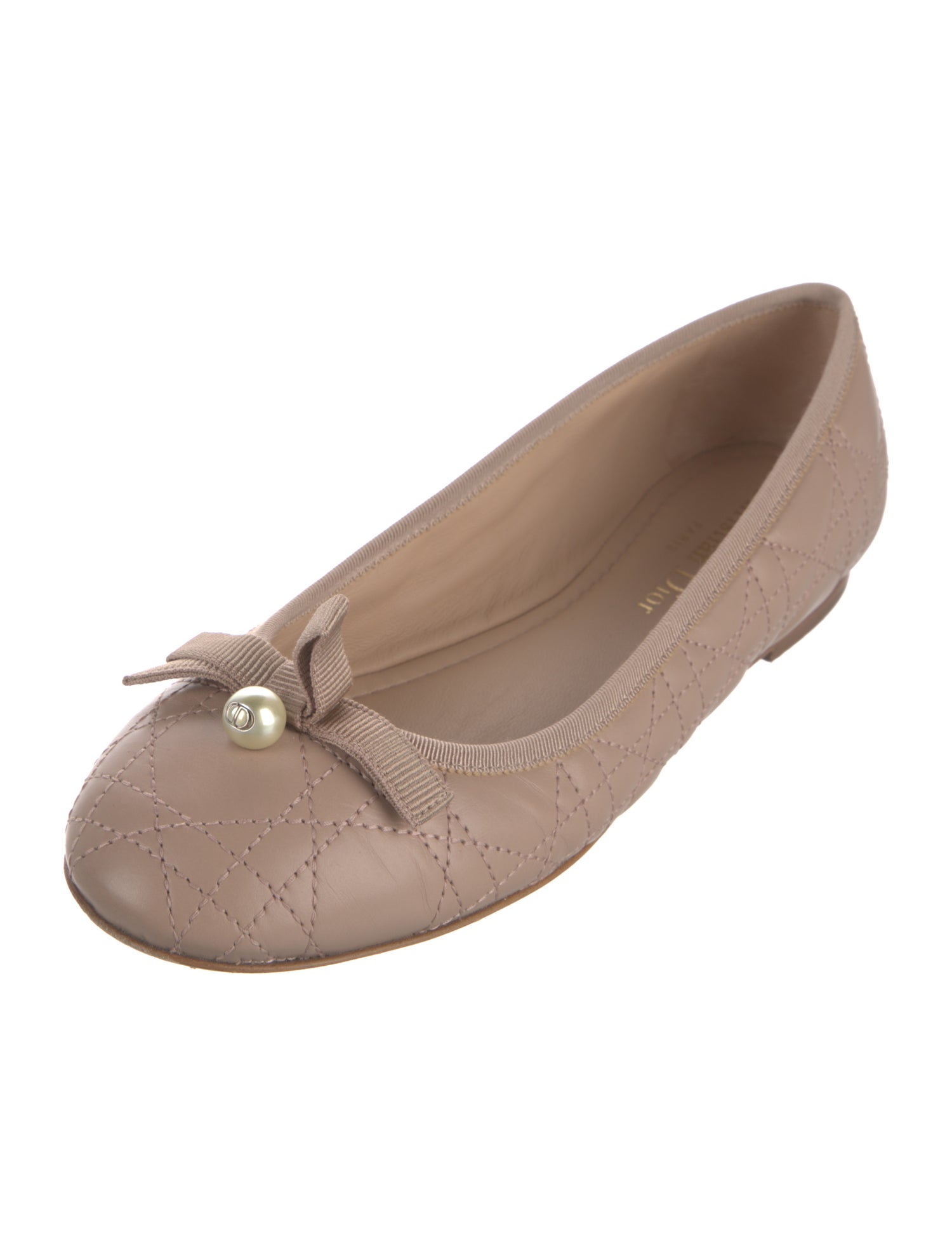 Christian Dior Cannage Pattern Leather Ballet Flats