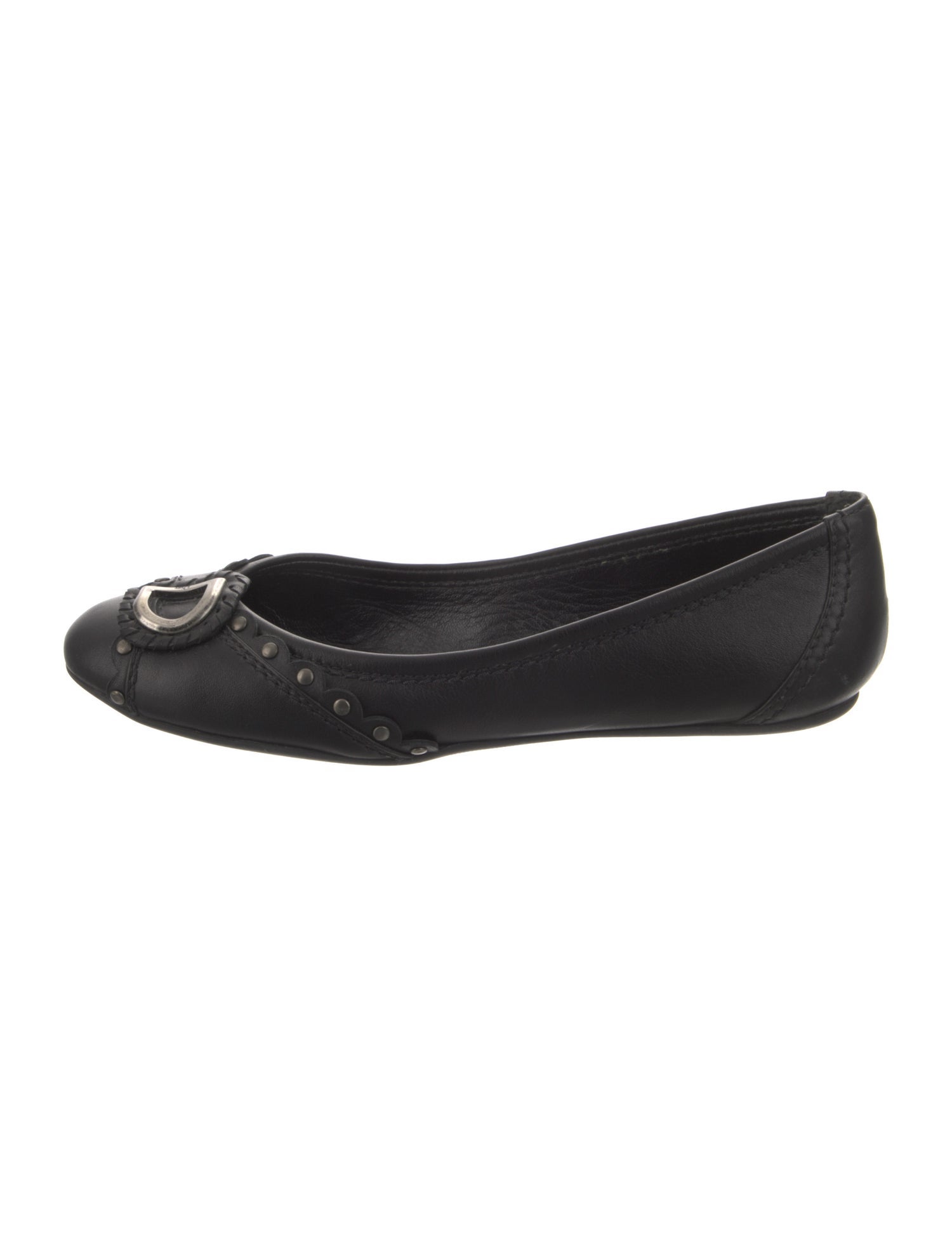 Christian Dior Leather Studded Accents Ballet Flats