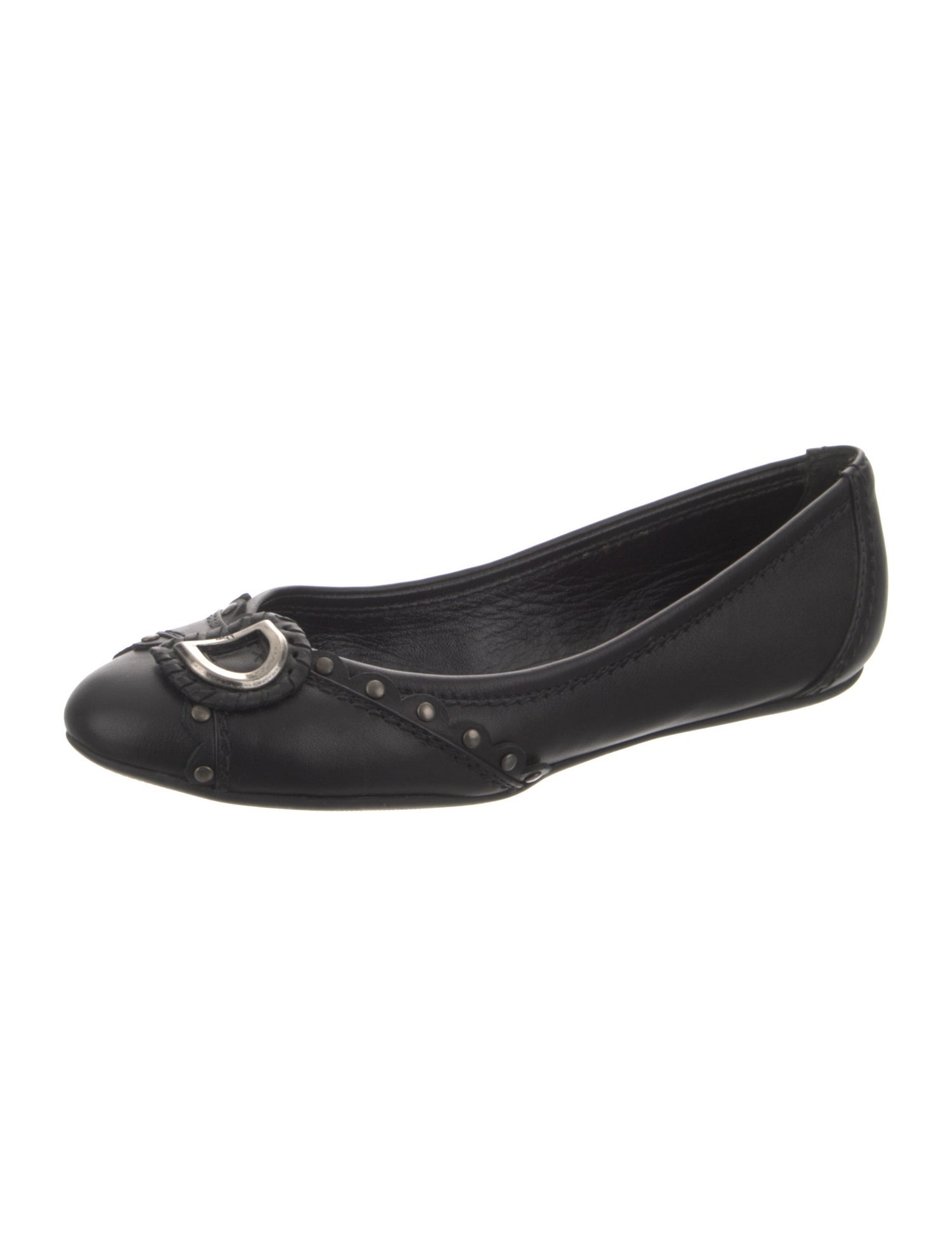 Christian Dior Leather Studded Accents Ballet Flats