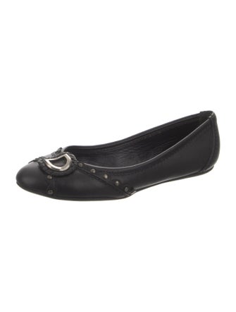 Christian Dior Leather Studded Accents Ballet Flats