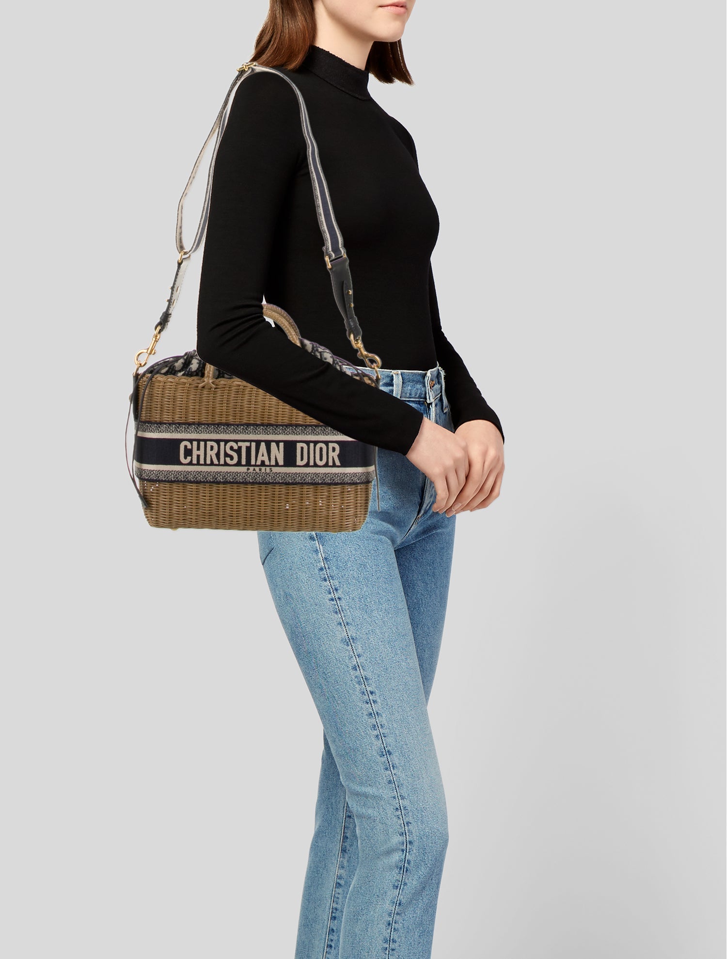 Christian Dior Oblique Jacquard Wicker Basket