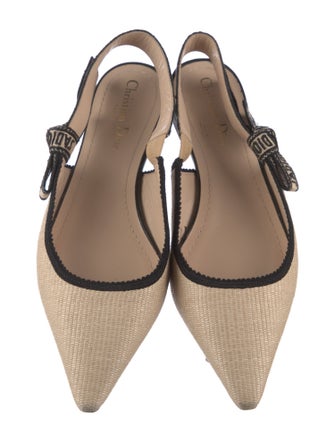 Christian Dior Raffia Printed Slingback Flats