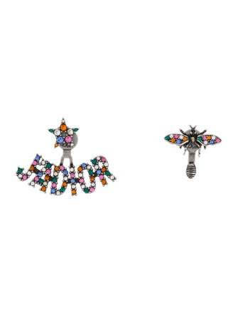 Christian Dior Crystal J'Adior Asymmetrical Bee Earrings