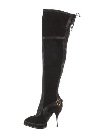 Christian Dior Suede Leather Trim Embellishment Boots