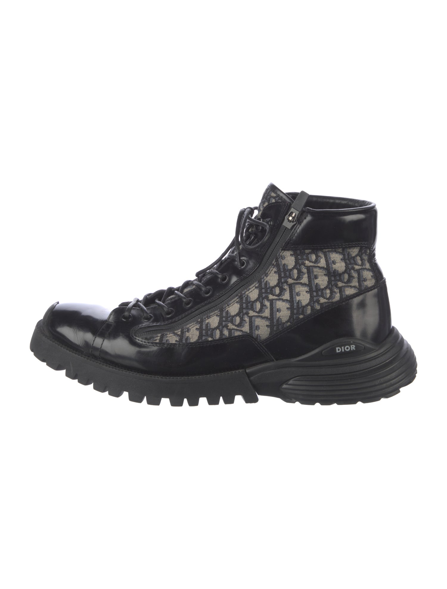 DIOR MEN Leather Printed Combat Boots