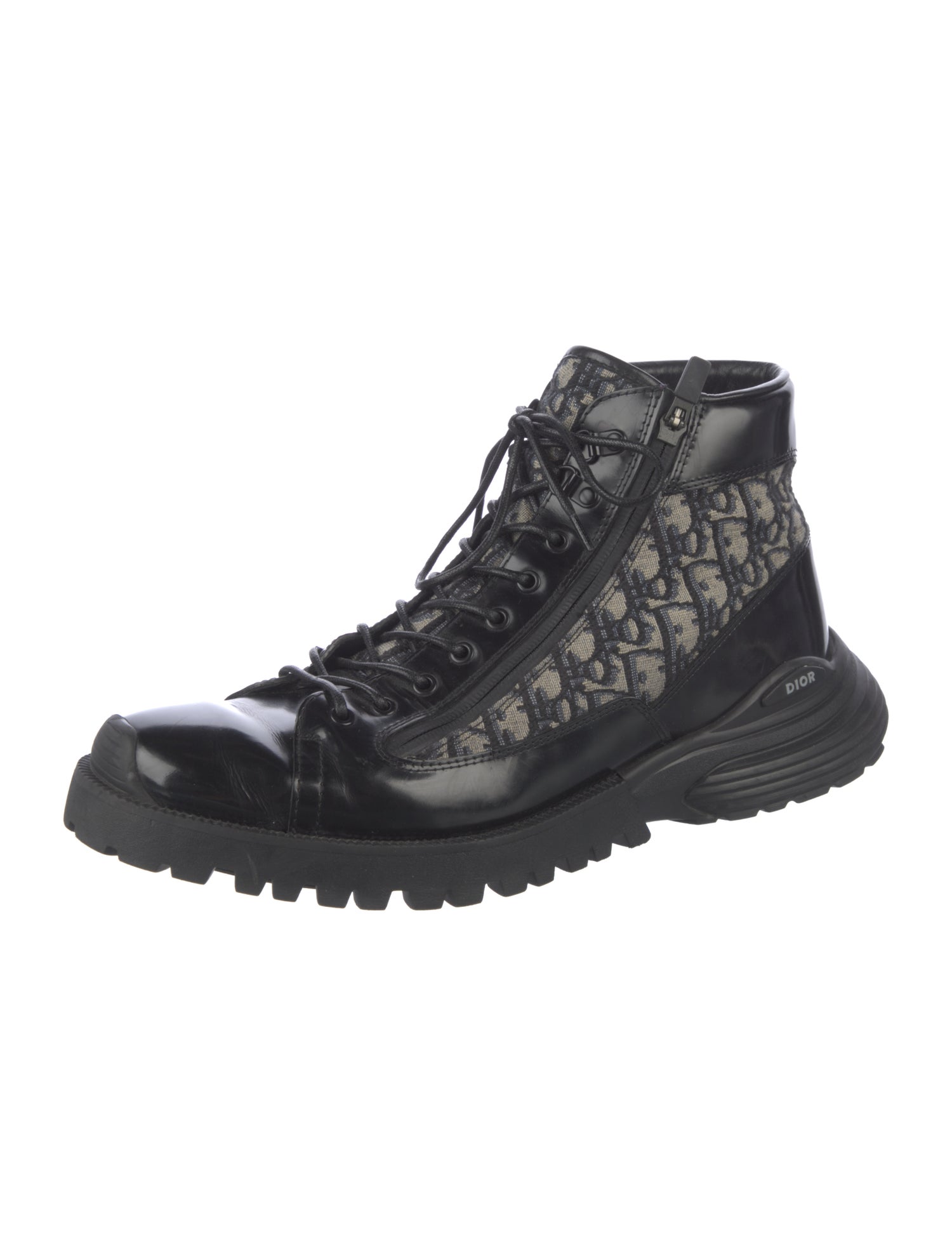DIOR MEN Leather Printed Combat Boots