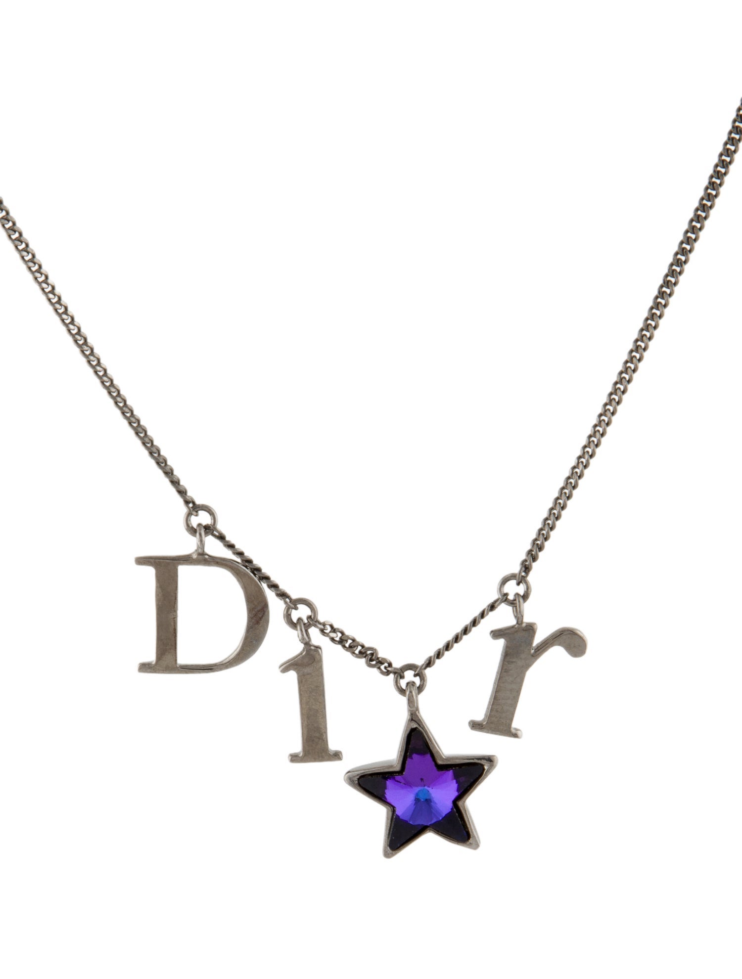 Christian Dior Crystal Star Logo Station Necklace