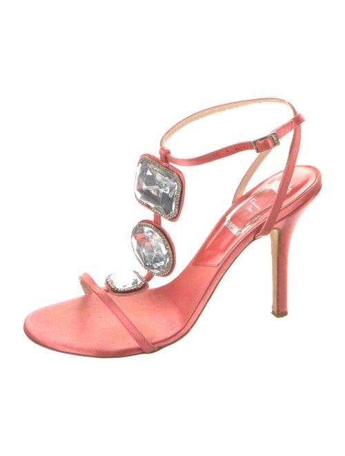 Christian Dior Suede Crystal Embellishments T-Strap Sandals