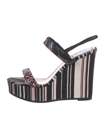 Christian Dior Printed Sequin Embellishments Slingback Sandals