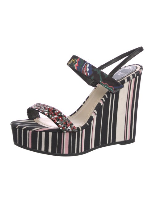 Christian Dior Printed Sequin Embellishments Slingback Sandals