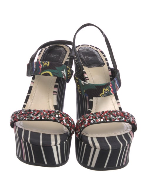 Christian Dior Printed Sequin Embellishments Slingback Sandals