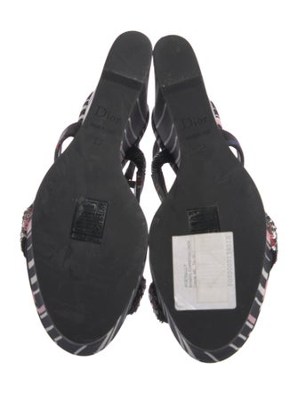 Christian Dior Printed Sequin Embellishments Slingback Sandals