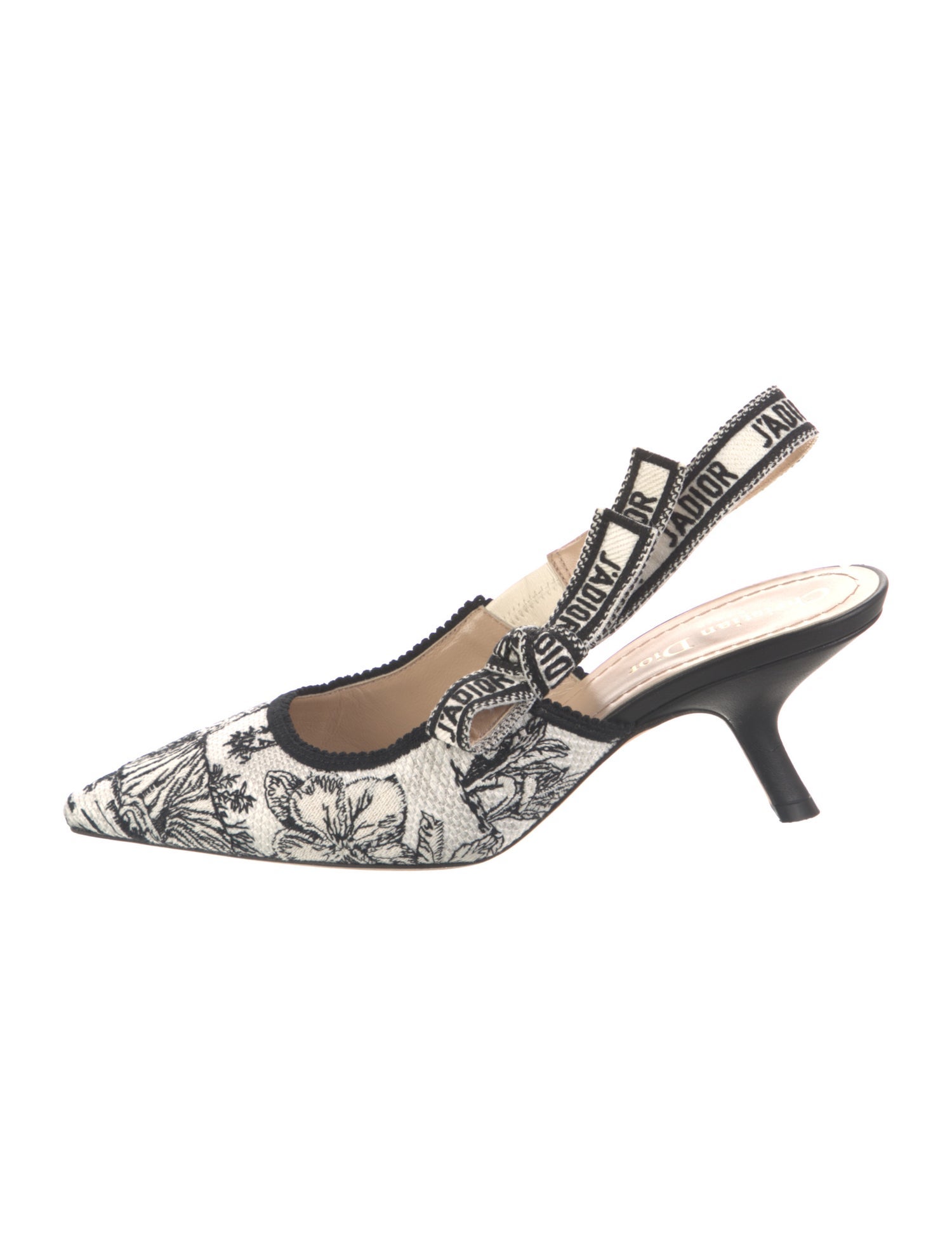 Christian Dior Canvas Floral Print Slingback Pumps