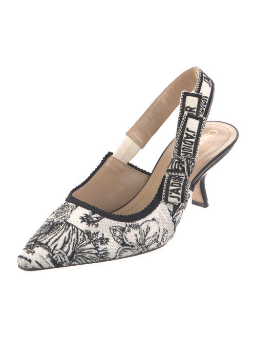 Christian Dior Canvas Floral Print Slingback Pumps