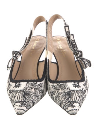 Christian Dior Canvas Floral Print Slingback Pumps