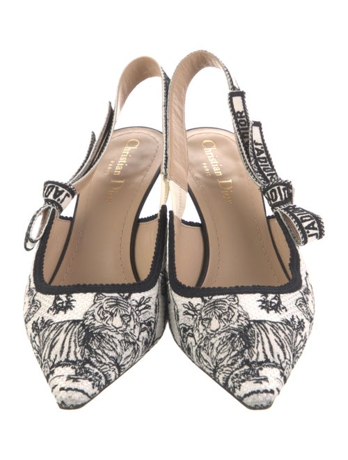 Christian Dior Canvas Floral Print Slingback Pumps