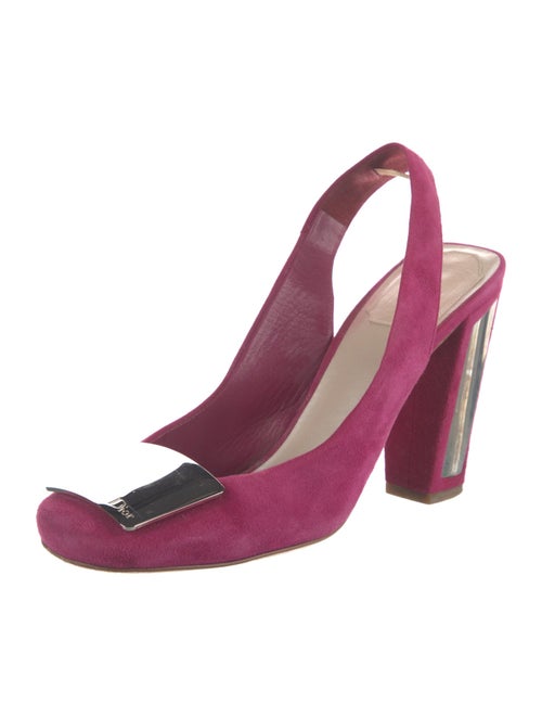 Christian Dior Suede Studded Accents Slingback Pumps