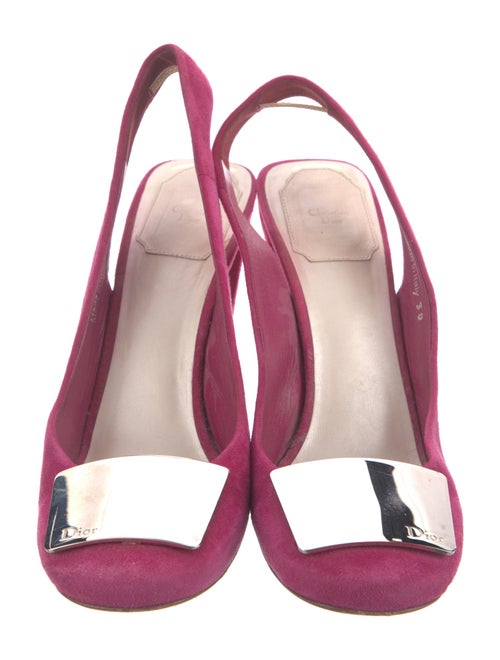 Christian Dior Suede Studded Accents Slingback Pumps