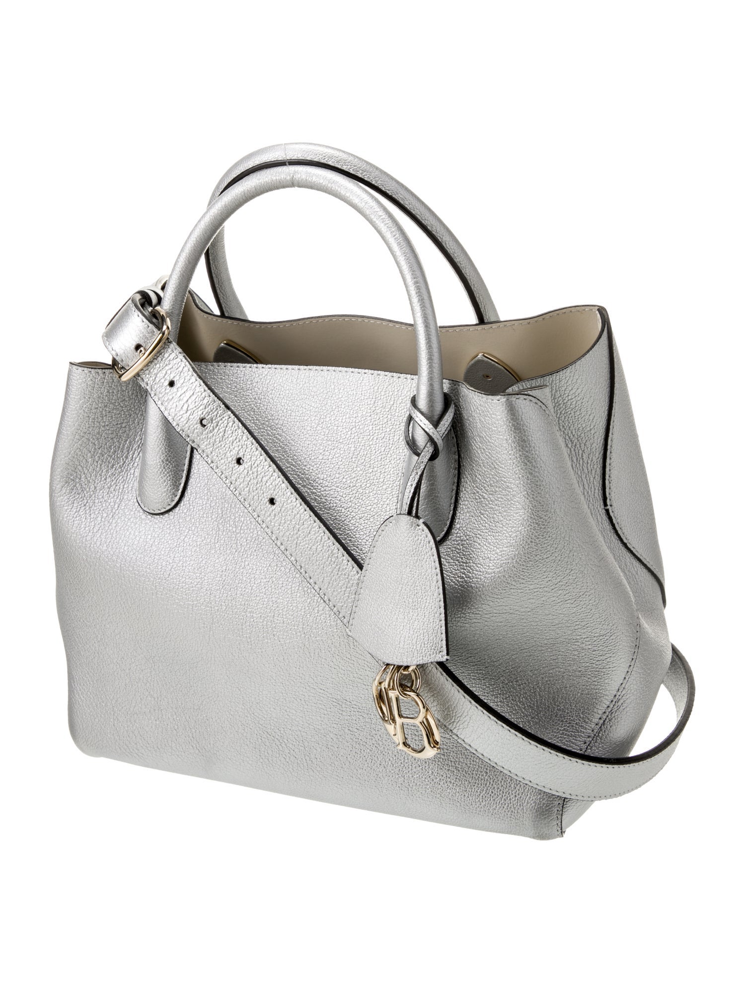 Christian Dior Leather Metallic Silver Grained Medium