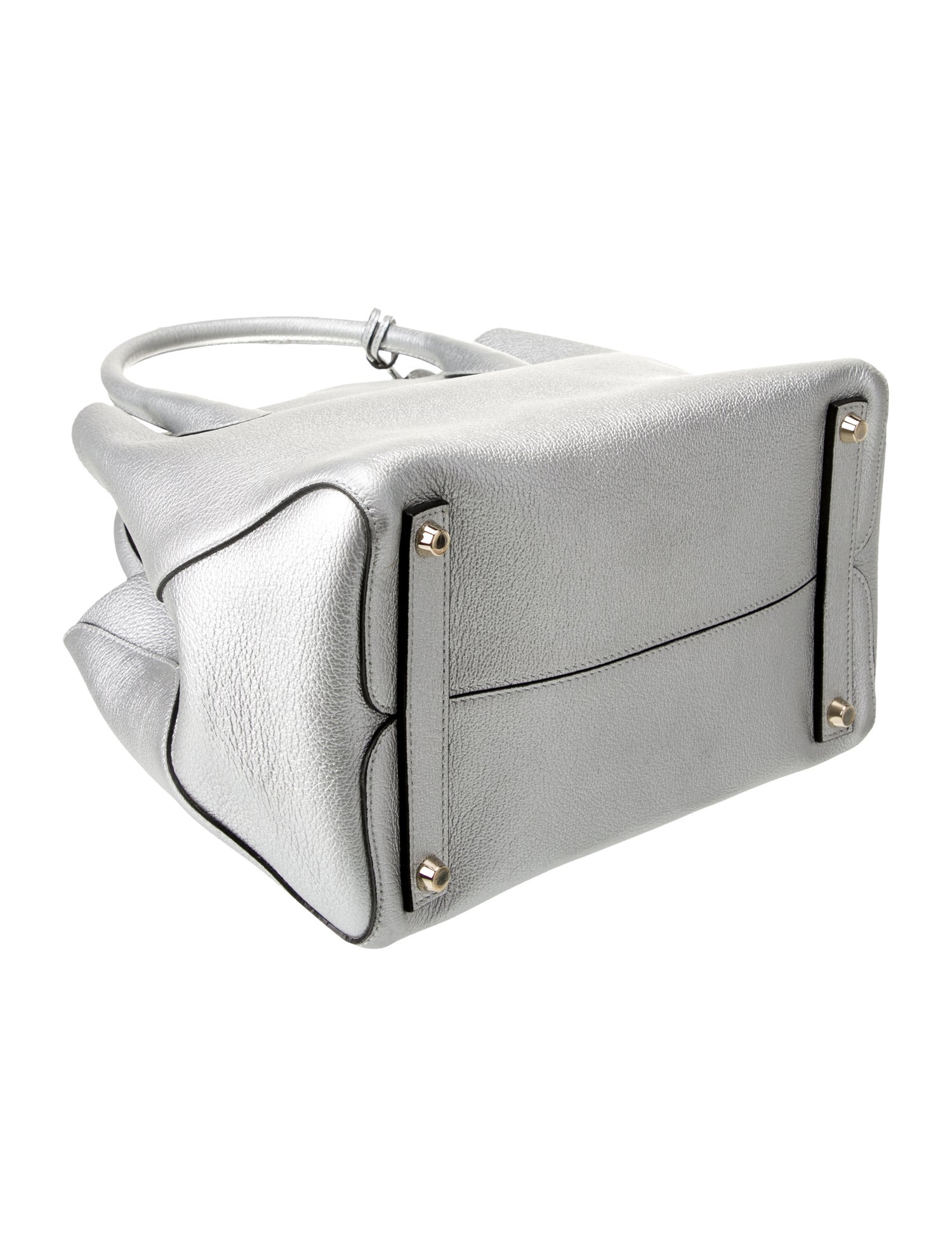 Christian Dior Leather Metallic Silver Grained Medium