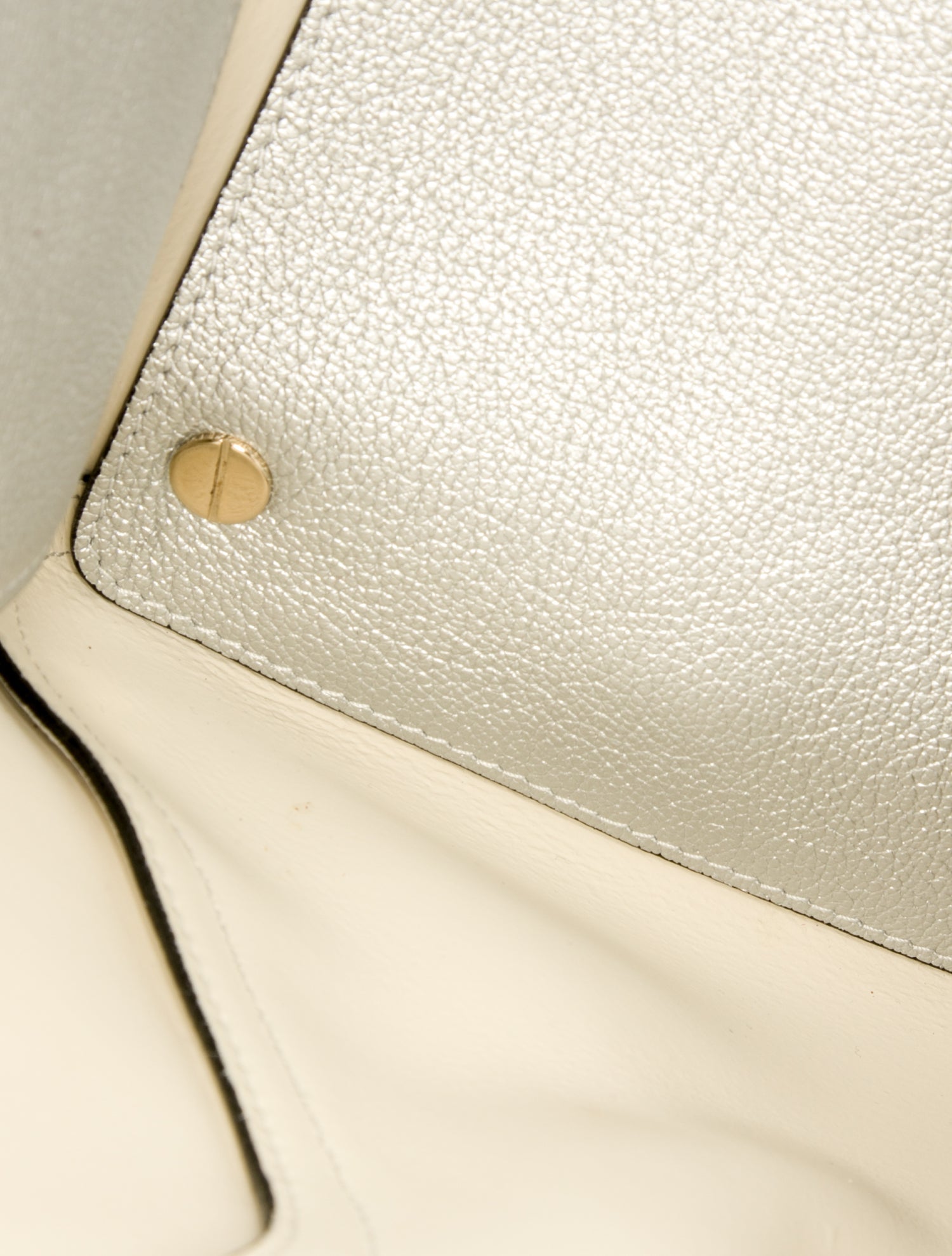 Christian Dior Leather Metallic Silver Grained Medium