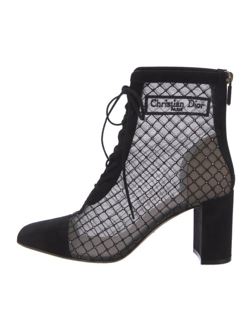 Christian Dior Mesh Mesh Accents Lace-Up Boots