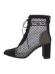 Christian Dior Mesh Mesh Accents Lace-Up Boots