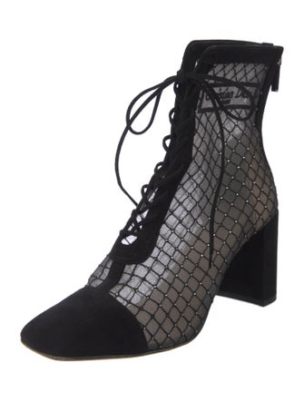 Christian Dior Mesh Mesh Accents Lace-Up Boots