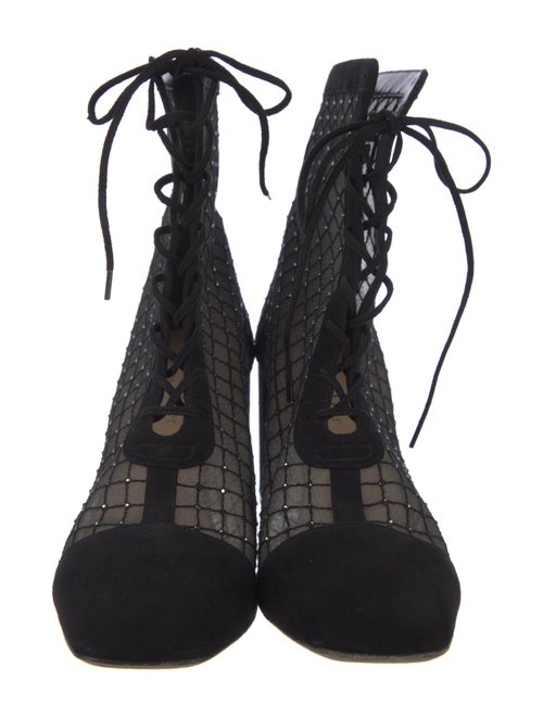 Christian Dior Mesh Mesh Accents Lace-Up Boots