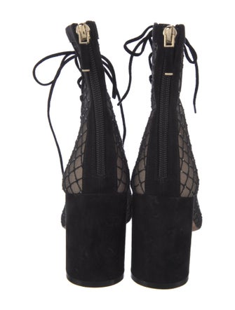 Christian Dior Mesh Mesh Accents Lace-Up Boots