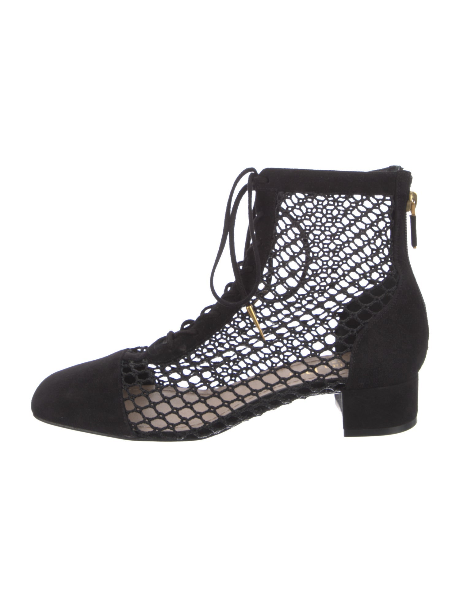 Christian Dior Suede Mesh Accents Lace-Up Boots