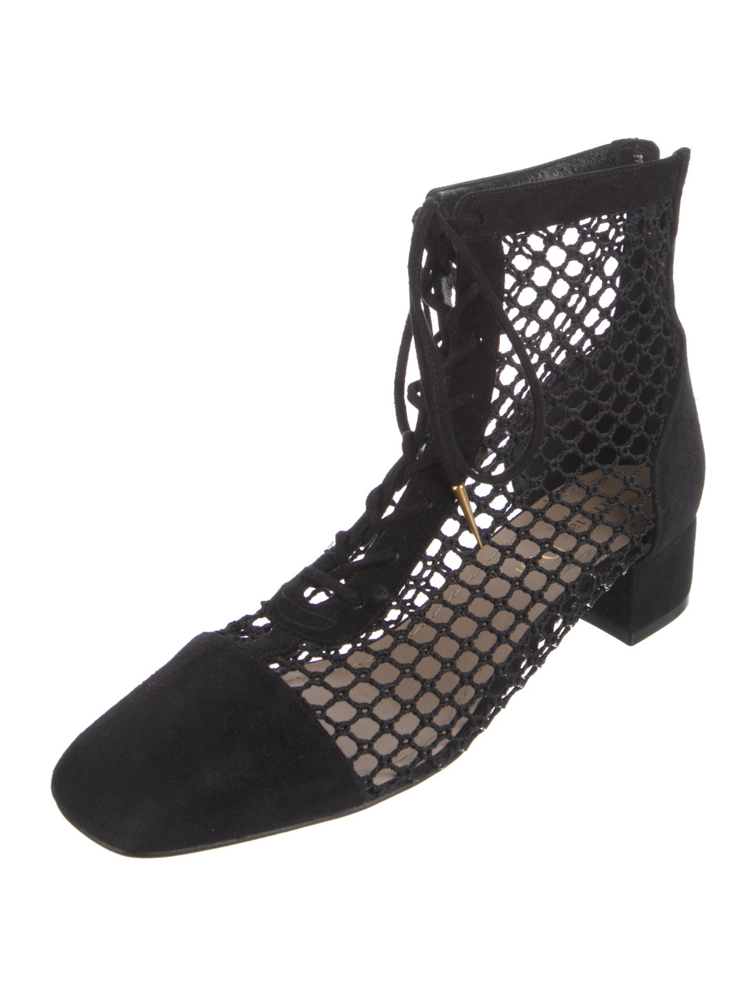Christian Dior Suede Mesh Accents Lace-Up Boots