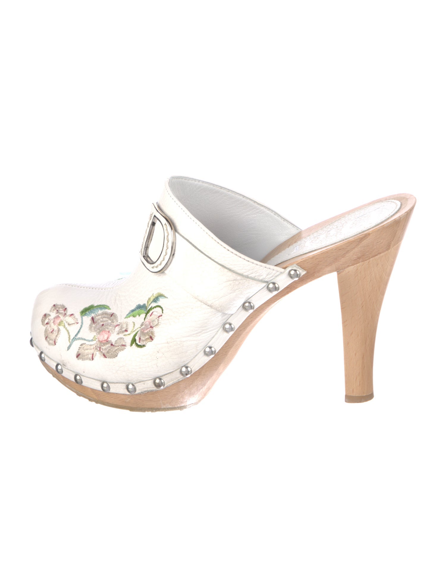 Christian Dior Leather Floral Print Mules