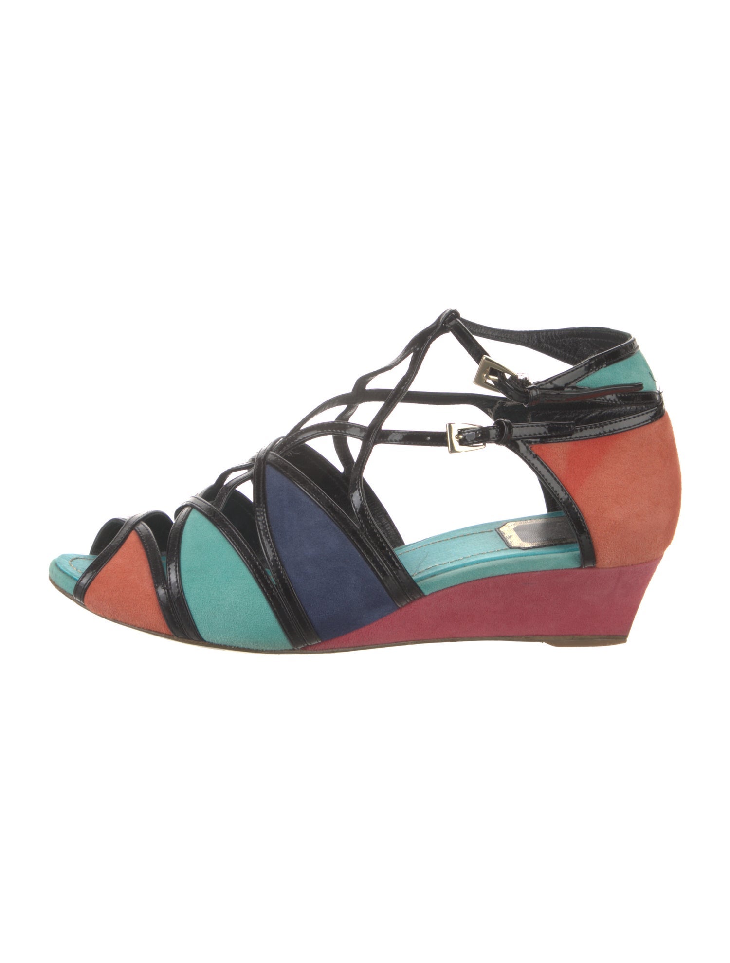 Christian Dior Suede Colorblock Pattern Sandals