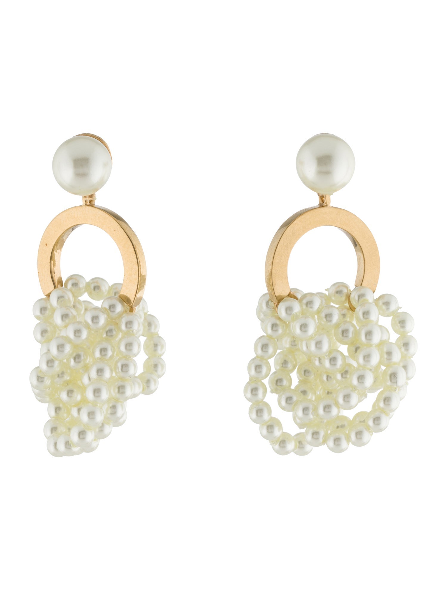 Christian Dior Faux Pearl Cluster Hoop Drop Earrings