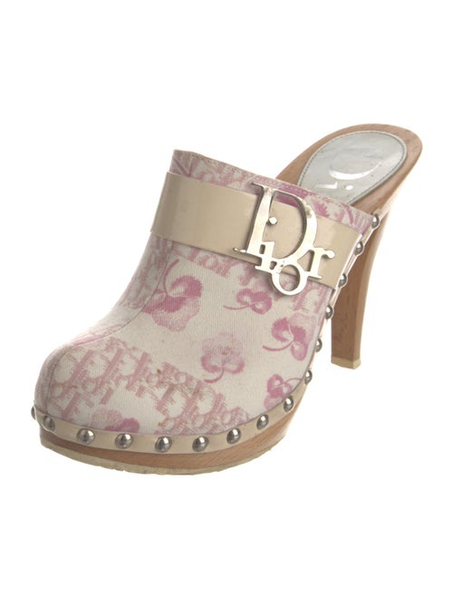 Christian Dior Diorissimo Pattern Canvas Mules