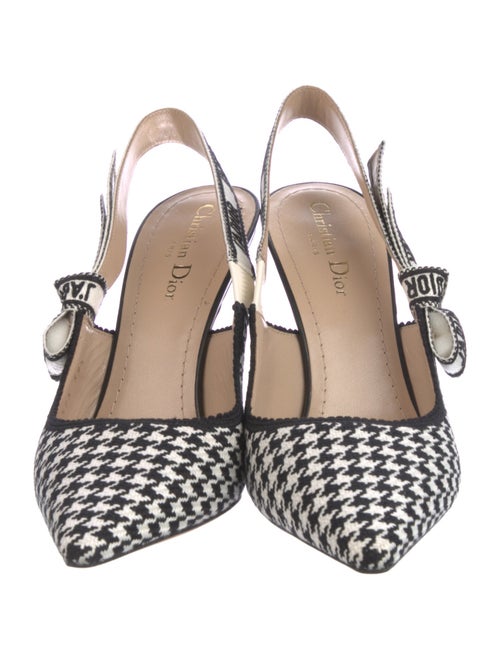 Christian Dior Canvas Houndstooth Print Slingback Pumps