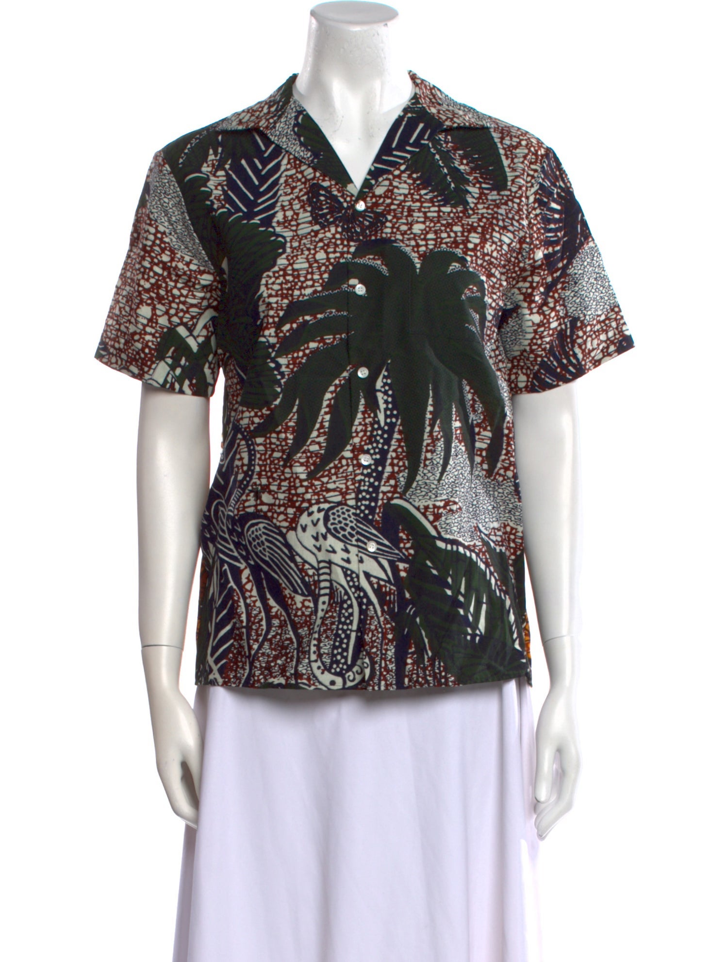Christian Dior Printed Short Sleeve Button-Up Top w/ Tags