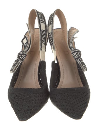 Christian Dior Canvas Graphic Print Slingback Pumps